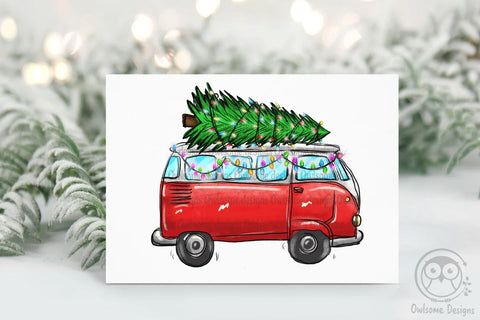Christmas Tree On Hippie Van Bus PNG Sublimation LAM HOANG THUY 
