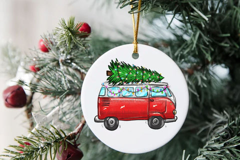 Christmas Tree On Hippie Van Bus PNG Sublimation LAM HOANG THUY 