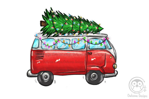 Christmas Tree On Hippie Van Bus PNG Sublimation LAM HOANG THUY 