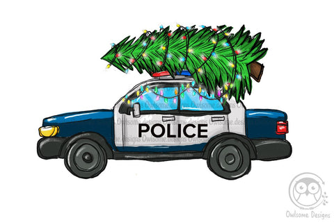 Christmas Tree On Police Car PNG Sublimation LAM HOANG THUY 