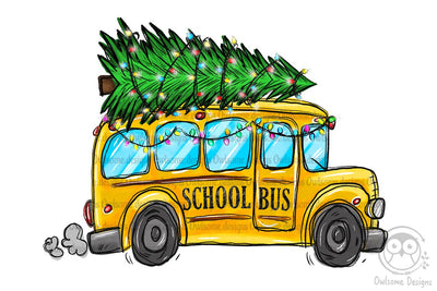 Christmas Tree On School Bus PNG Sublimation LAM HOANG THUY 