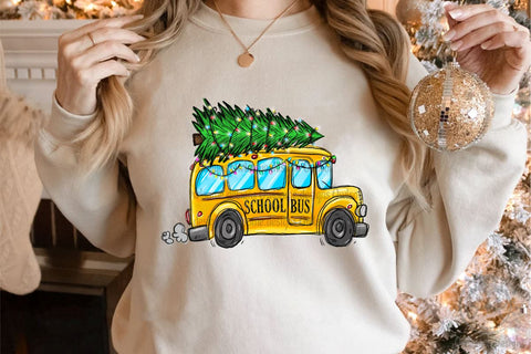 Christmas Tree On School Bus PNG Sublimation LAM HOANG THUY 