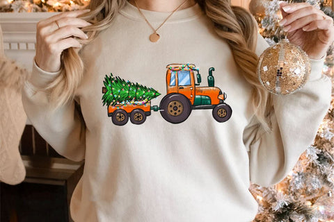 Christmas Tree On The Tractor PNG Sublimation LAM HOANG THUY 
