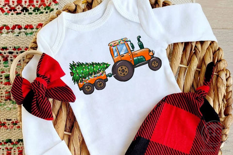 Christmas Tree On The Tractor PNG Sublimation LAM HOANG THUY 
