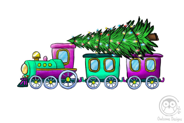 Christmas Tree On The Train PNG Sublimation LAM HOANG THUY 