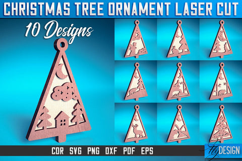 Christmas Tree Ornament Laser Cut SVG | Christmas Laser Cut SVG Design | CNC Files SVG Fly Design 