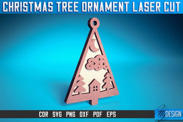 Christmas Tree Ornament Laser Cut SVG | Christmas Laser Cut SVG Design | CNC Files SVG Fly Design 