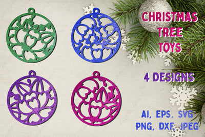 Christmas tree ornament svg bundle, Christmas round decoration for cut SVG AnastasiyaArtDesign 