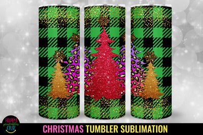 Christmas Tree Plaid Tumbler Sublimation I 20 Oz Tumbler PNG Sublimation Happy Printables Club 