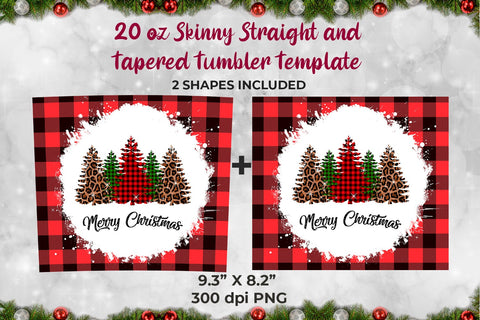 Christmas Tree Red Plaid 20 oz Skinny Tumbler Sublimation Template Sublimation Sublimatiz Designs 