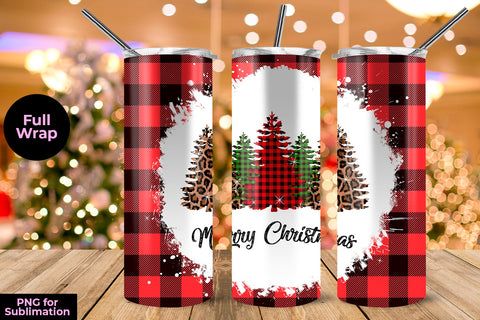 Christmas Tree Red Plaid 20 oz Skinny Tumbler Sublimation Template Sublimation Sublimatiz Designs 