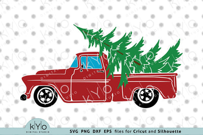 Christmas Tree Red Truck SVG PNG DXF EPS cutting files SVG kYo Digital Studio 