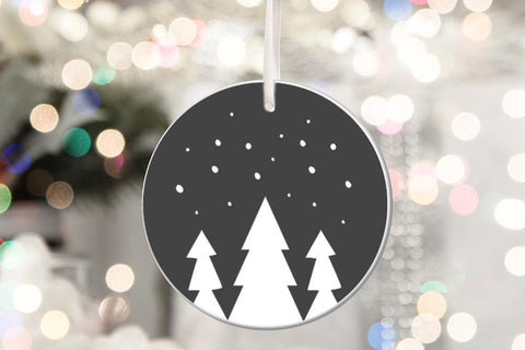 Christmas Tree Scene Ornament SVG SVG Ikonart Design Shop 