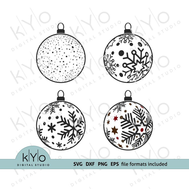 Christmas Tree Snowflake Balls SVG PNG DXF EPS files SVG kYo Digital Studio 