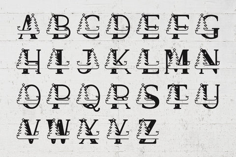 Christmas Tree Split Alphabets A to Z SVG SVG Slim Studio 