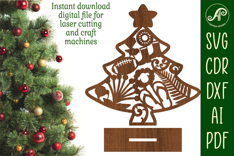 Christmas tree stand, laser cut file, New Zealand icons - So Fontsy