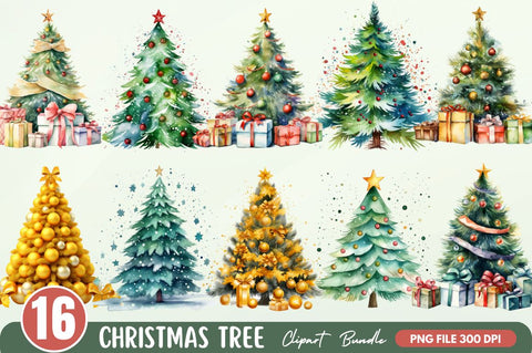 Christmas Tree Sublimation Clipart Bundle Sublimation Regulrcrative 