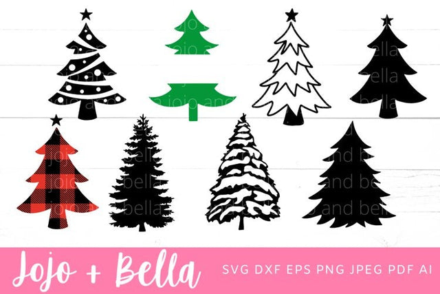 Christmas Tree Svg Bundle, Plaid Christmas Tree Svg, Mixed Christmas tREES Svg, Shirt Svg, Christmas Gift png, Christmas Sign DXF, Christmas Svgs, Christmas Shirt PNG SVG Jojo&Bella 