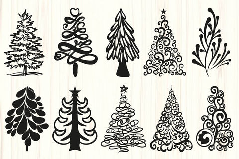 Christmas Tree SVG Bundle, Xmas Trees Clip art SVG Paper Switch 