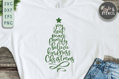 Christmas Tree SVG | Christmas | Christmas Word Art SVG Style and Stencil 