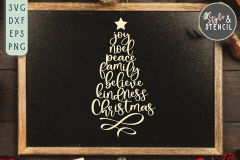 Christmas Tree SVG | Christmas | Christmas Word Art SVG Style and Stencil 