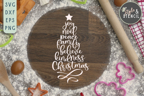 Christmas Tree SVG | Christmas | Christmas Word Art SVG Style and Stencil 