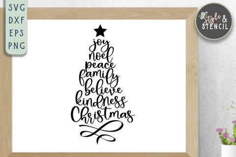 Christmas Tree SVG | Christmas | Christmas Word Art SVG Style and Stencil 