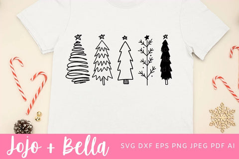Christmas Tree Svg, Christmas Tree Svg Bundle, Hand-drawn Christmas Tree Svg, Christmas Svg, Winter Svg, Snowflake SVG, Christmas Card Svg, Christmas Gift png, Christmas Sign DXF, Christmas Svgs, Christmas Ornament SVG SVG Jojo&Bella 