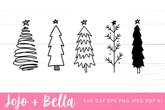 Christmas Tree Svg, Christmas Tree Svg Bundle, Hand-drawn Christmas Tree Svg, Christmas Svg, Winter Svg, Snowflake SVG, Christmas Card Svg, Christmas Gift png, Christmas Sign DXF, Christmas Svgs, Christmas Ornament SVG SVG Jojo&Bella 