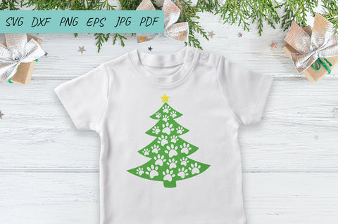 Christmas Tree Svg, Dog Svg, Dog Paw print Christmas Svg SVG Irina Ostapenko 