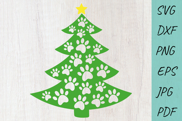 Christmas Tree Svg, Dog Svg, Dog Paw print Christmas Svg SVG Irina Ostapenko 