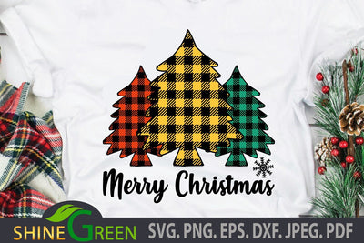 Christmas Tree SVG Plaid - Merry Christmas Cut File SVG Shine Green Art 