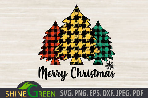 Christmas Tree SVG Plaid - Merry Christmas Cut File SVG Shine Green Art 
