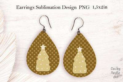 Christmas tree teardrop earrings sublimation design Sublimation LuckyTurtleArt 
