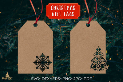 Christmas tree template | Christmas gift tag svg SVG Olga Boat Design 