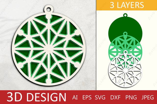 Christmas tree toy 3d layered, 3d paper cut ornament, 3d snowflake 3D Paper AnastasiyaArtDesign 