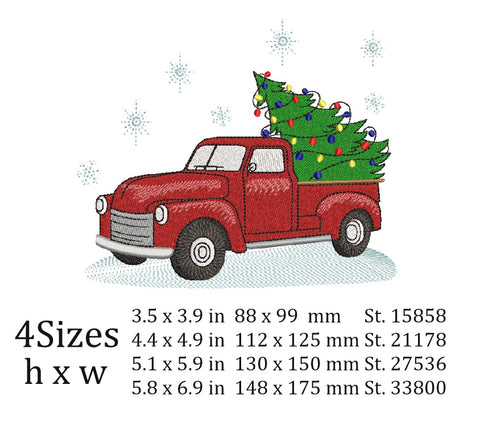 Christmas tree truck Embroidery Design, Holiday Embroidery Designs, , Christmas decor, 4 sizes, instant download. Embroidery/Applique DESIGNS ArtEMByNatalia 