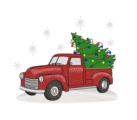 Christmas tree truck Embroidery Design, Holiday Embroidery Designs, , Christmas decor, 4 sizes, instant download. Embroidery/Applique DESIGNS ArtEMByNatalia 