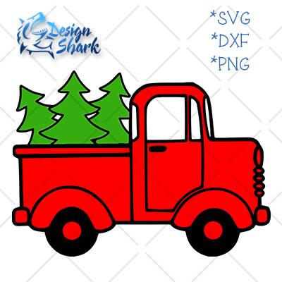Christmas Tree Truck Side SVG Design Shark 