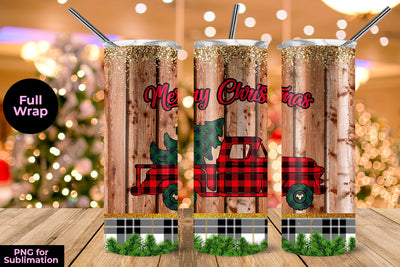 Christmas Tree & Truck Skinny Tumbler Template 20 oz Sublimation Sublimatiz Designs 