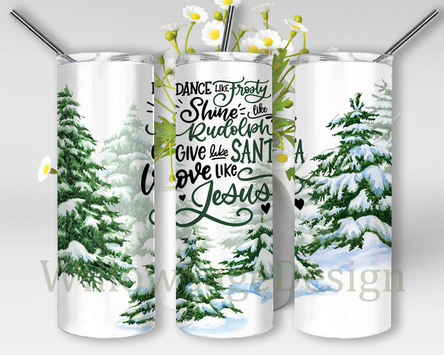 Christmas Tree Tumbler Wrap, Merry Christmas 20oz Skinny Tumbler, Give Like Santa Png, Love like Jesus Png, Winter Tumbler Png, Instant Download Sublimation WillowSageDesign 