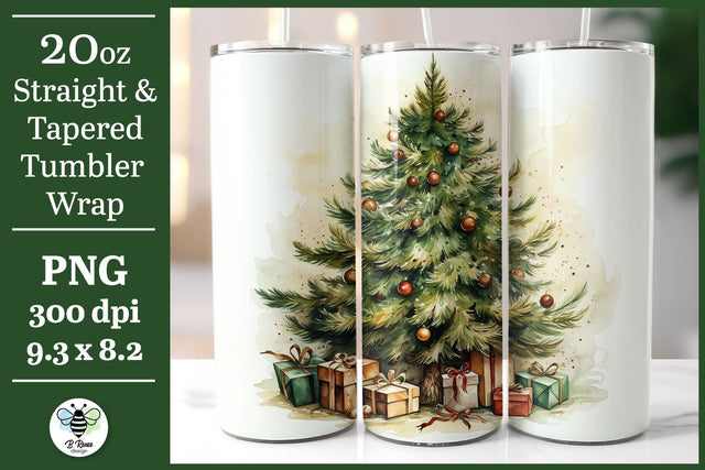 Christmas Tree Tumbler Wrap PNG Sublimation B Renee Design 