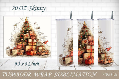 Christmas tree tumbler wrap, Winter sublimation, 20 oz skinny tumbler Sublimation AnastasiyaArtDesign 