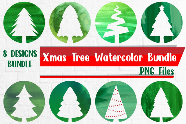 Christmas Tree Watercolor Sublimation Bundle PNG Files Sublimation zafrans studio 