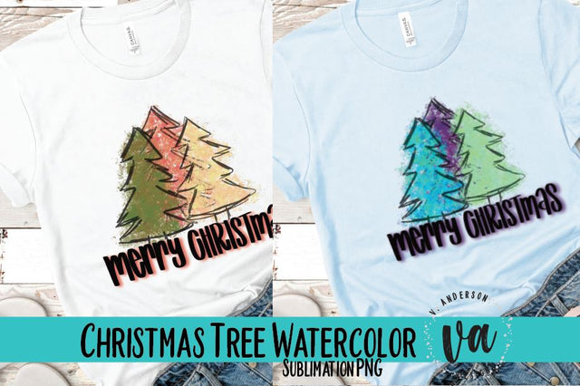 Christmas Tree Watercolor Sublimation PNGs Sublimation V. Anderson Designs 