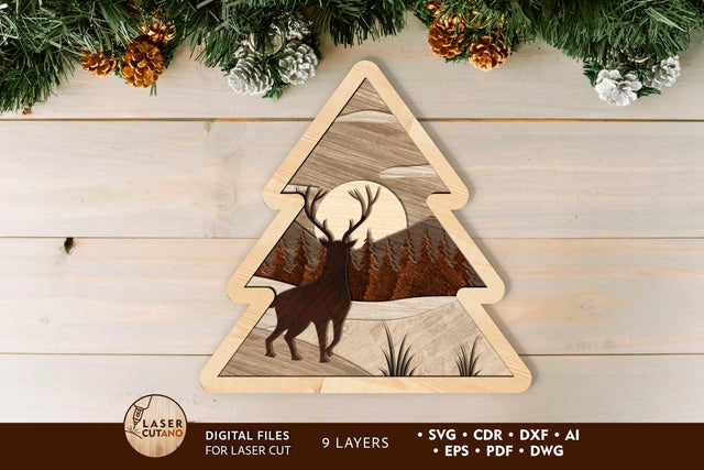 Christmas Tree Winter Laser Cut Templates SVG LaserCutano 
