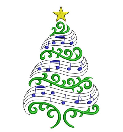 Christmas Tree with music notes Machine Embroidery Design Embroidery/Applique DESIGNS Canada Embroidery 