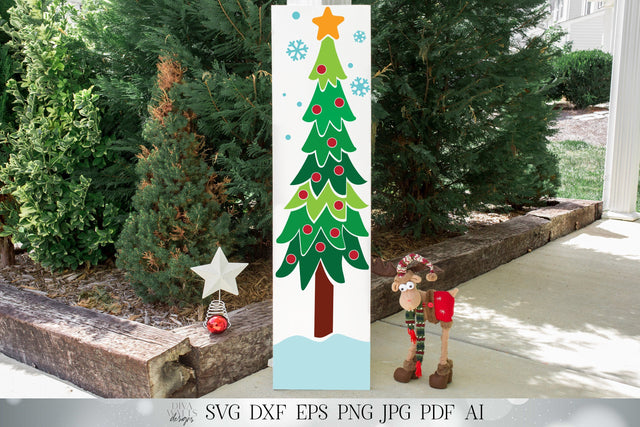 Christmas Tree with Star SVG | Vertical Porch SVG | Front Porch SVG | dxf and more! | 1ft x 4 ft SVG Diva Watts Designs 