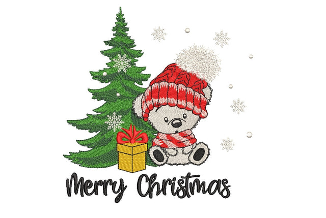 Christmas tree with Teddy bear machine embroidery design, Holiday Embroidery Design, Merry Christmas. Embroidery/Applique DESIGNS ArtEMByNatalia 