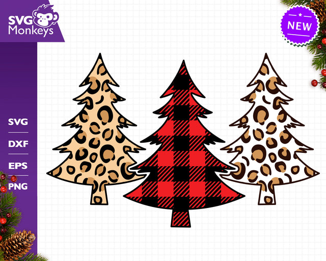 Christmas Trees Buffalo Plaid Svg, Christmas Trees Svg, Gepard and Buffalo Plaid Print Svg SVG SvgMonkeys 